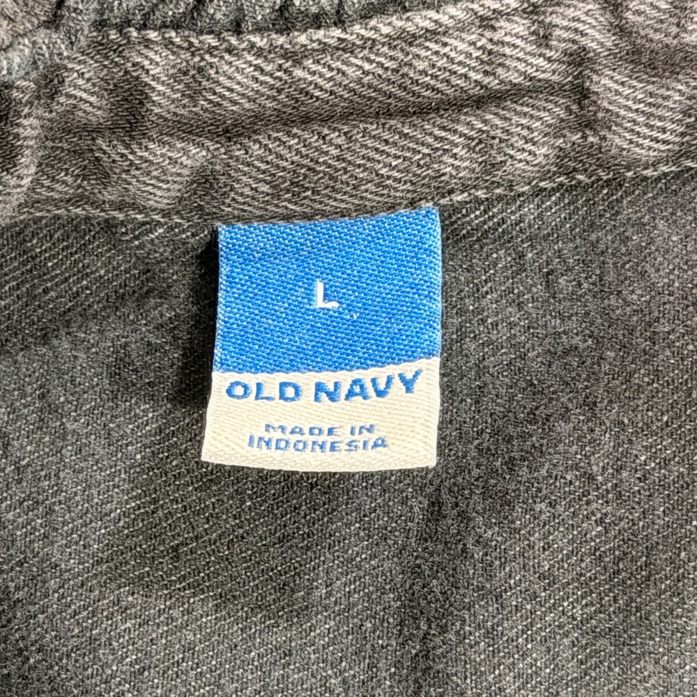 Old Navy‎ Denim Shirt Women Large Black Ruffle Neck Puff Sleeve Cotton Top - Picture 5 of 8